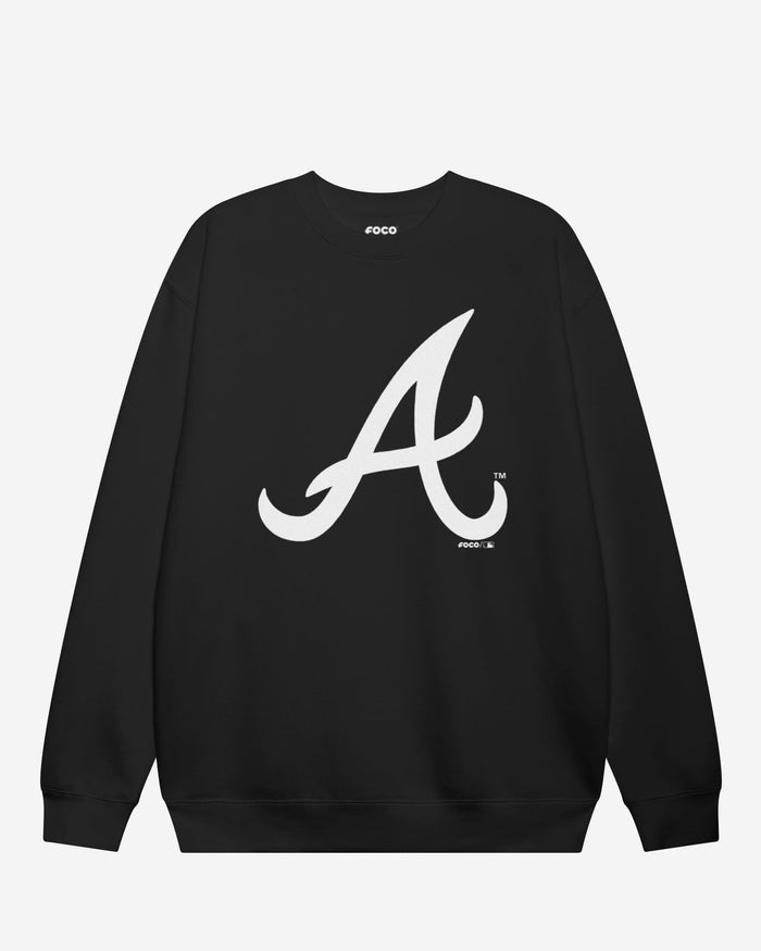 Atlanta Braves Primary Logo Crew Neck Sweatshirt FOCO Black S - FOCO.com