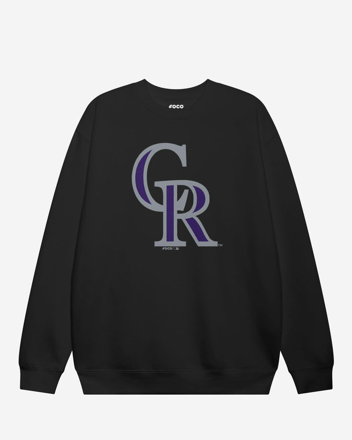 Colorado Rockies Primary Logo Crew Neck Sweatshirt FOCO Black S - FOCO.com