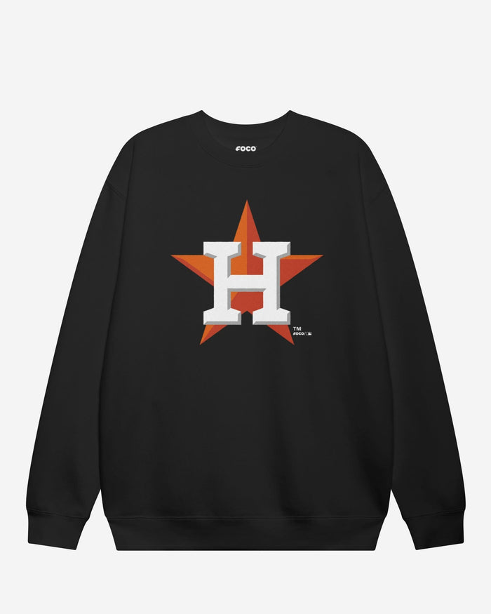 Houston Astros Primary Logo Crew Neck Sweatshirt FOCO Black S - FOCO.com