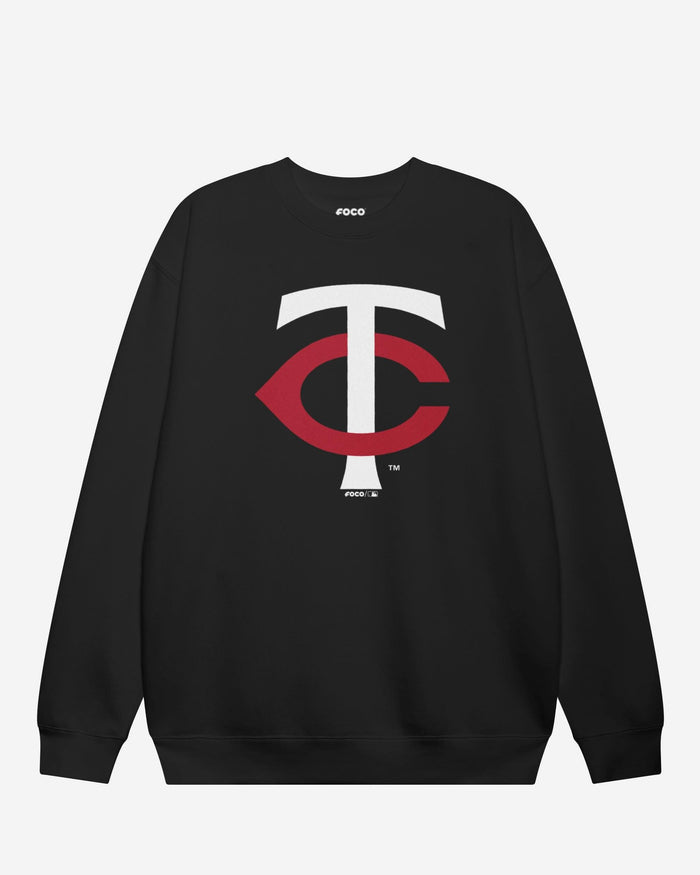 Minnesota Twins Primary Logo Crew Neck Sweatshirt FOCO Black S - FOCO.com