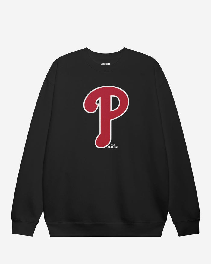 Philadelphia Phillies Primary Logo Crew Neck Sweatshirt FOCO Black S - FOCO.com
