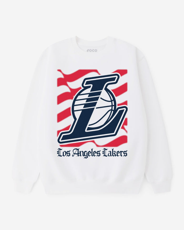 Los Angeles Lakers American Heritage Wordmark Crew Neck Sweatshirt FOCO S - FOCO.com