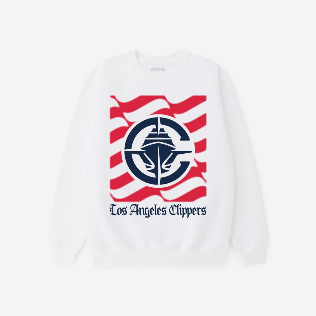 Los Angeles Clippers American Heritage Wordmark Crew Neck Sweatshirt FOCO S - FOCO.com