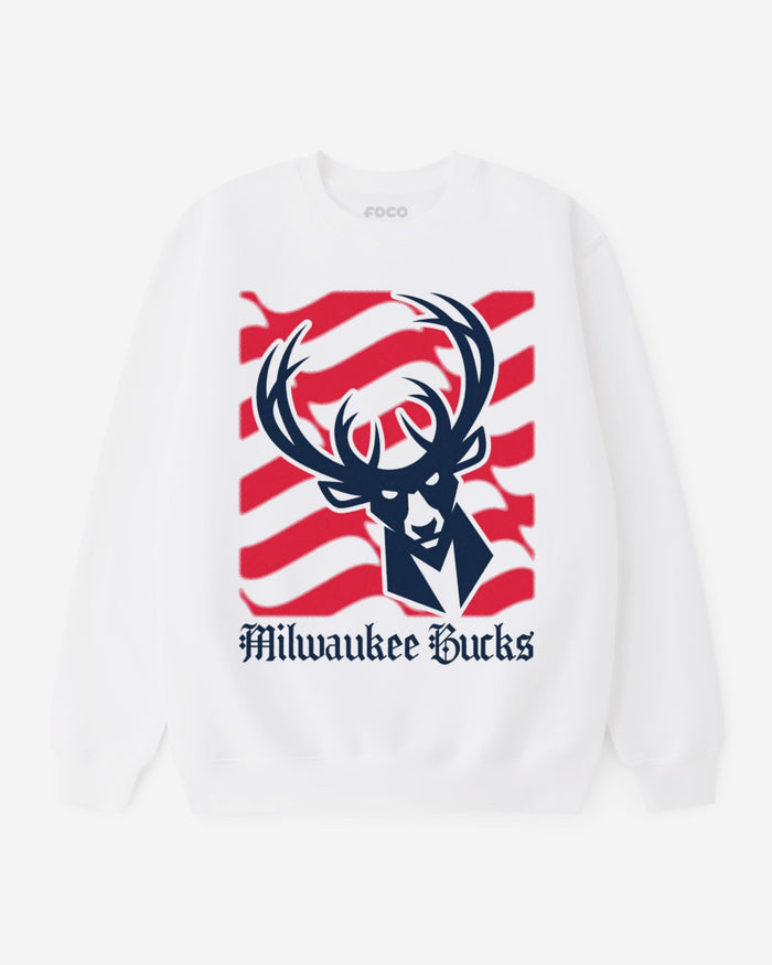 Milwaukee Bucks American Heritage Wordmark Crew Neck Sweatshirt FOCO S - FOCO.com