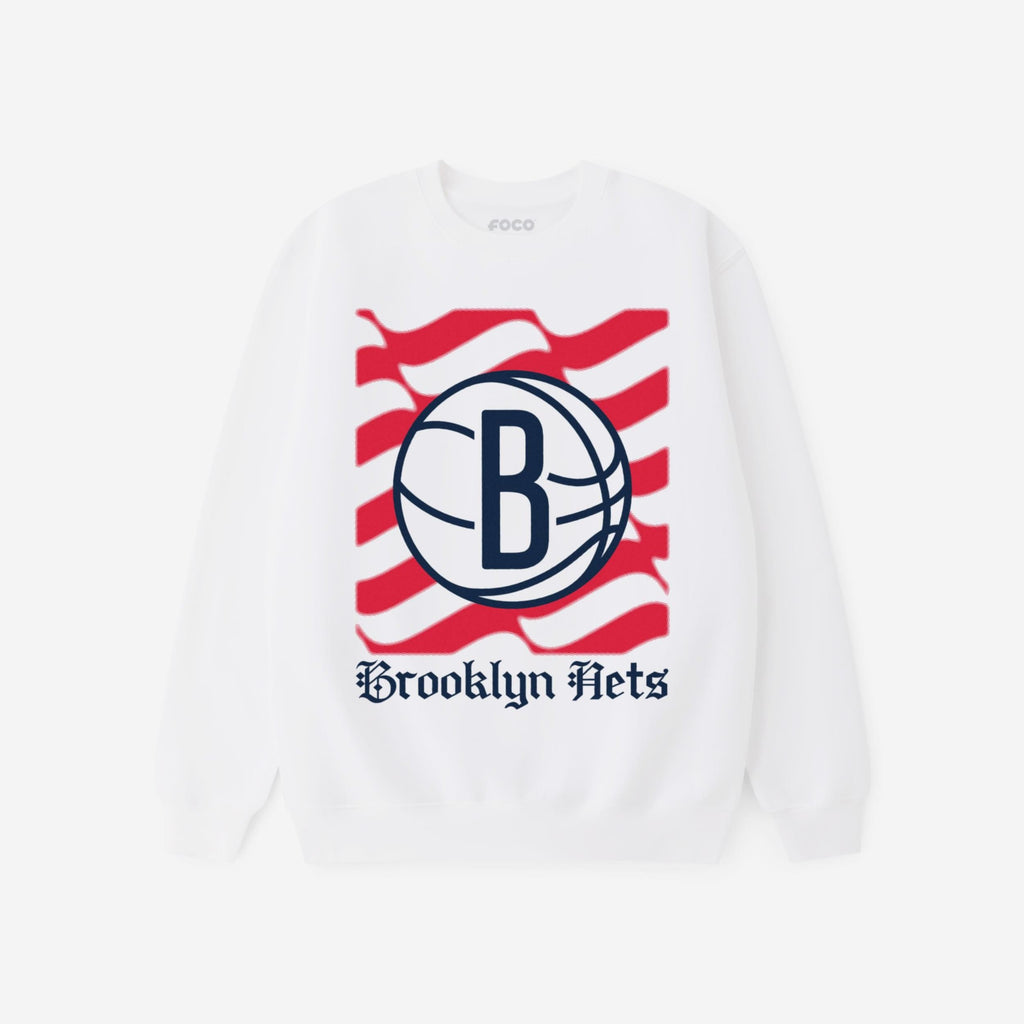 Brooklyn Nets American Heritage Wordmark Crew Neck Sweatshirt FOCO S - FOCO.com