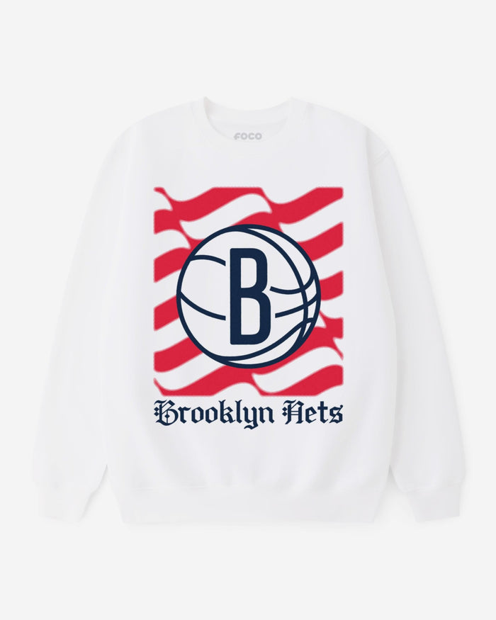 Brooklyn Nets American Heritage Wordmark Crew Neck Sweatshirt FOCO S - FOCO.com