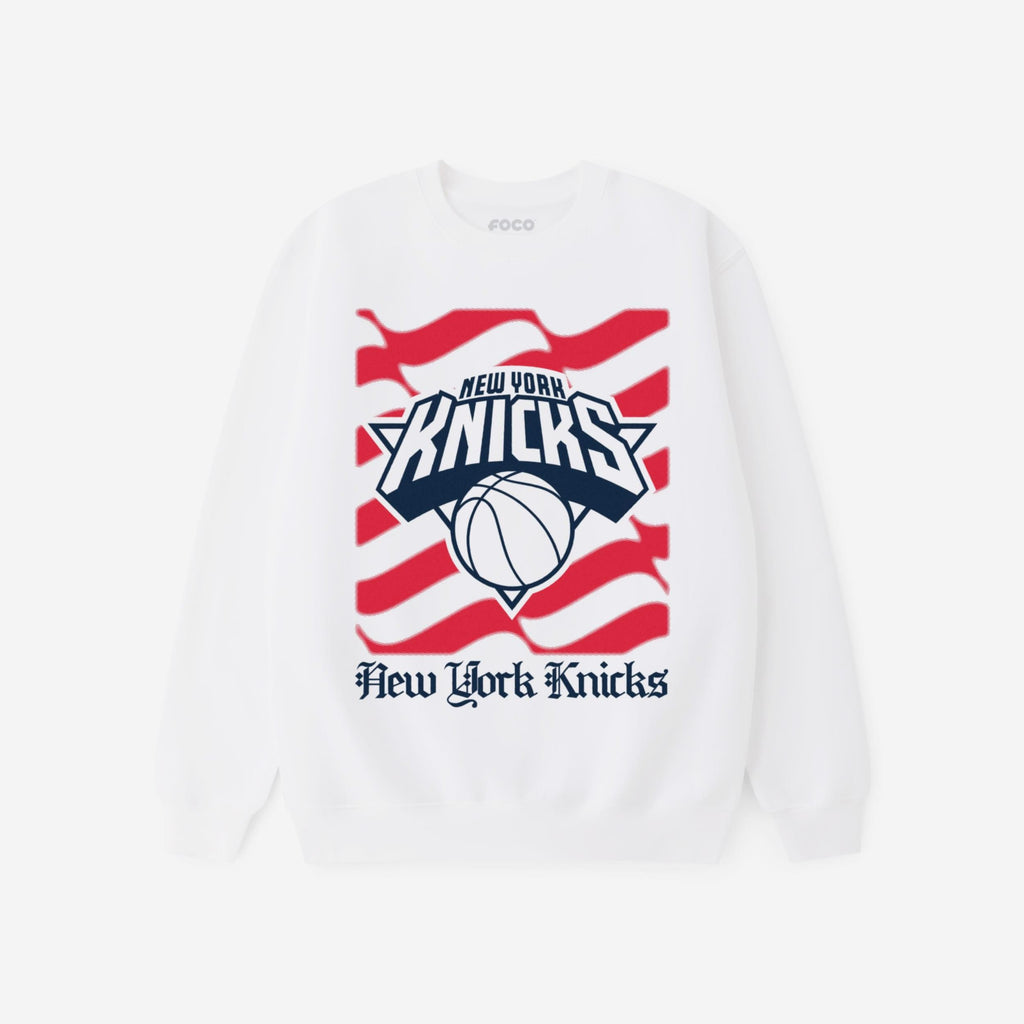 New York Knicks American Heritage Wordmark Crew Neck Sweatshirt FOCO S - FOCO.com