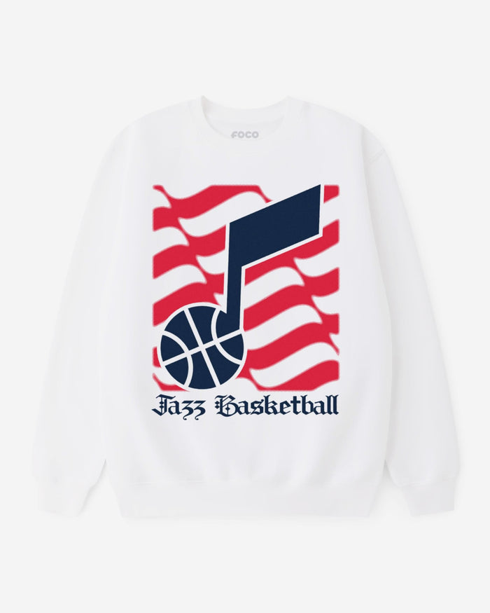 Utah Jazz American Heritage Wordmark Crew Neck Sweatshirt FOCO S - FOCO.com