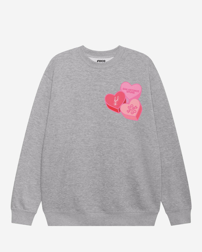 San Antonio Spurs Candy Heart Crew Neck Sweatshirt FOCO Athletic Heather S - FOCO.com