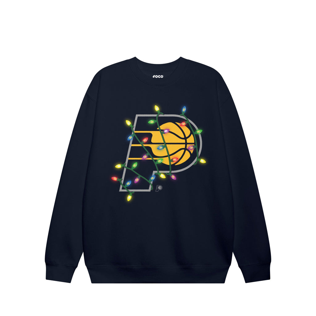 Indiana Pacers Primary Logo Holiday Lights Crew Neck Sweatshirt