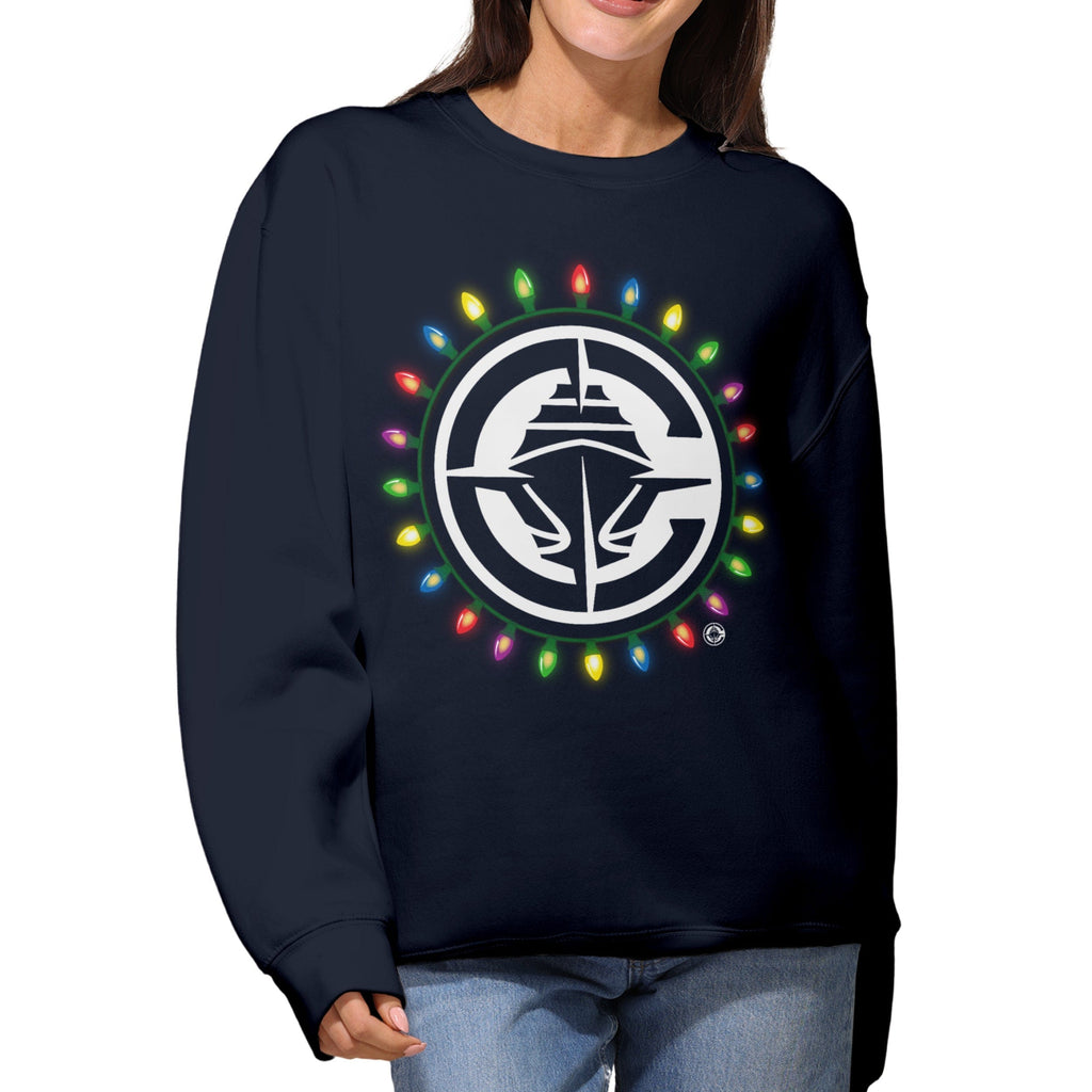 Los Angeles Clippers Primary Logo Holiday Lights Crew Neck Sweatshirt