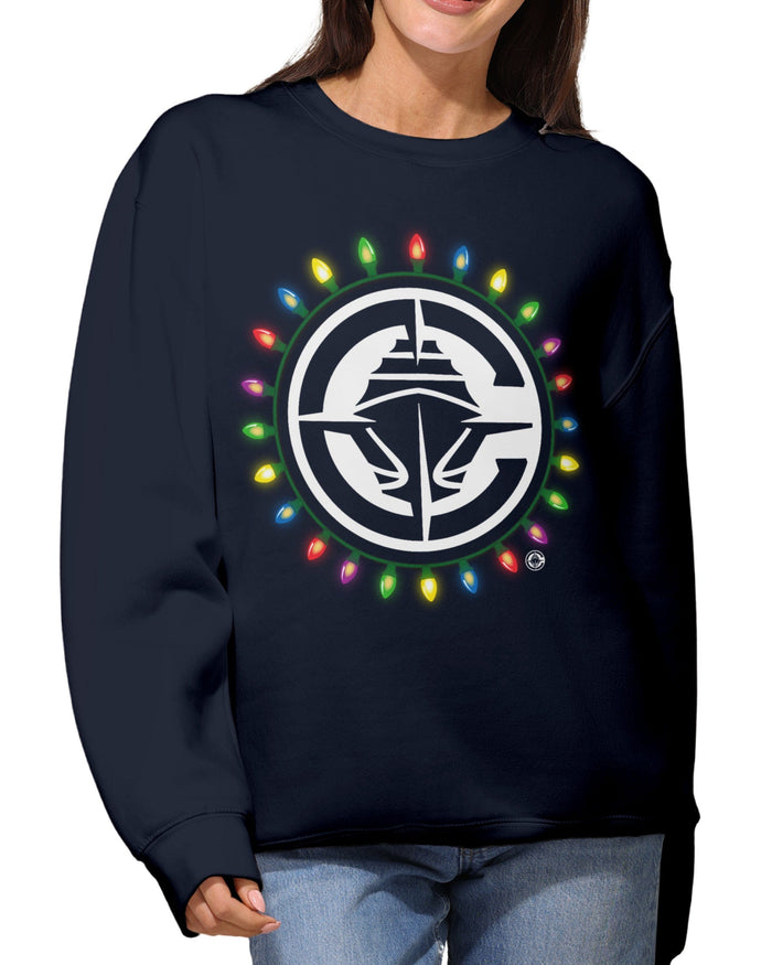 Los Angeles Clippers Primary Logo Holiday Lights Crew Neck Sweatshirt