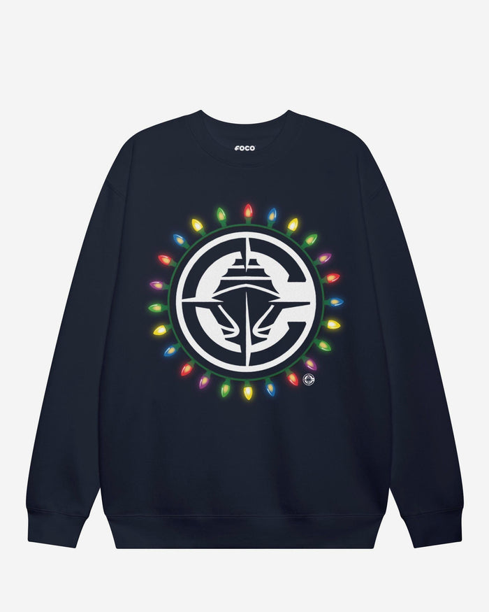 Los Angeles Clippers Primary Logo Holiday Lights Crew Neck Sweatshirt FOCO S - FOCO.com