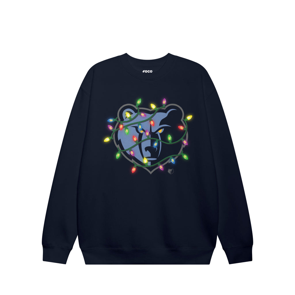 Memphis Grizzlies Primary Logo Holiday Lights Crew Neck Sweatshirt