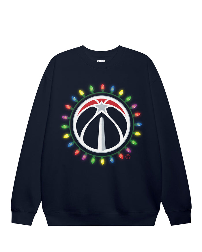 Washington Wizards Primary Logo Holiday Lights Crew Neck Sweatshirt