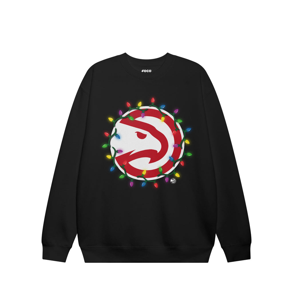 Atlanta Hawks Primary Logo Holiday Lights Crew Neck Sweatshirt