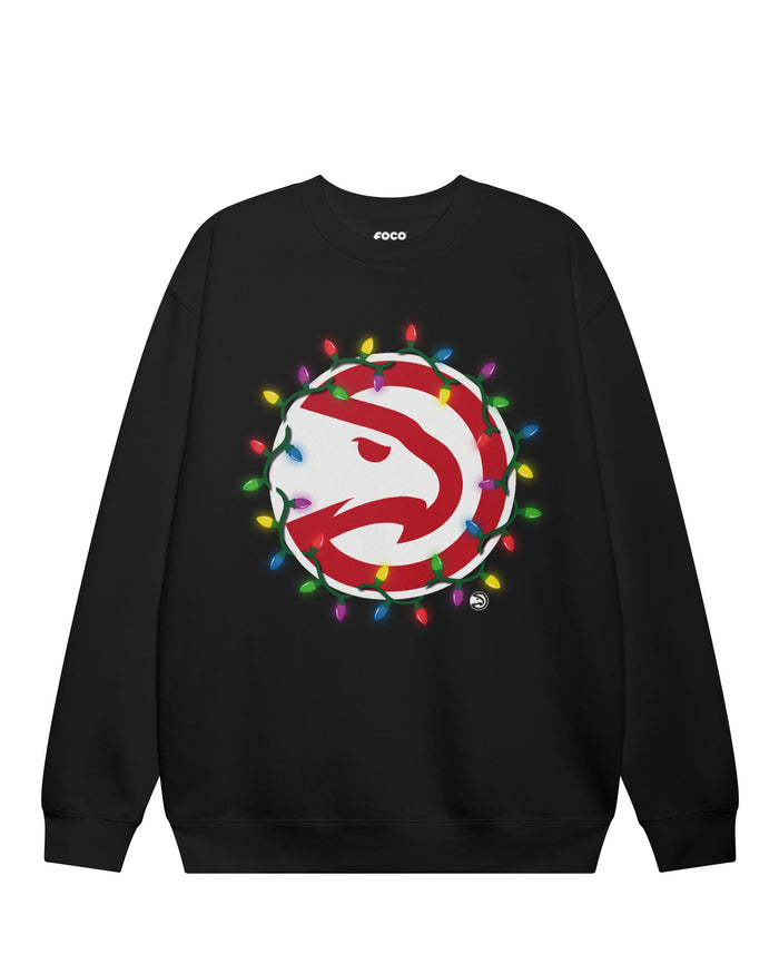Atlanta Hawks Primary Logo Holiday Lights Crew Neck Sweatshirt
