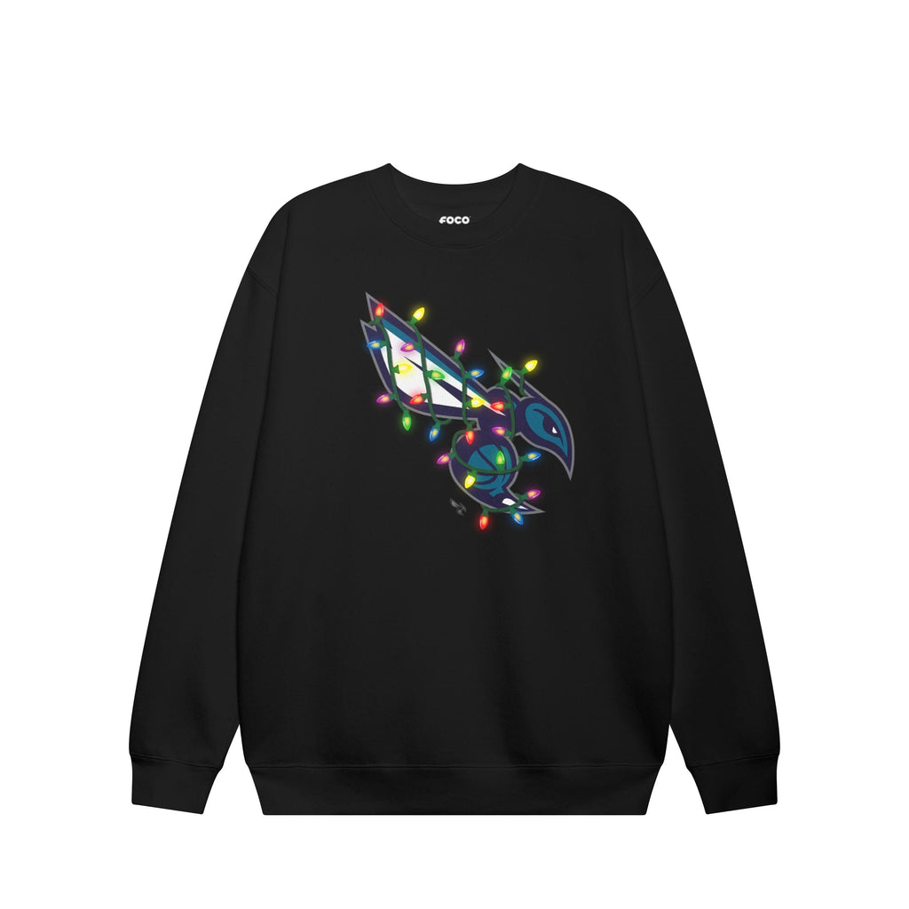 Charlotte Hornets Primary Logo Holiday Lights Crew Neck Sweatshirt
