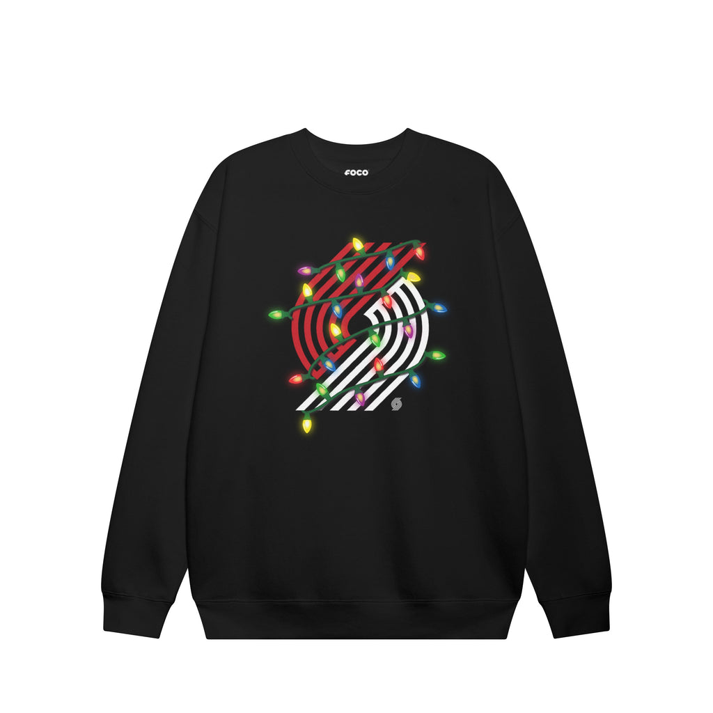 Portland Trail Blazers Primary Logo Holiday Lights Crew Neck Sweatshirt