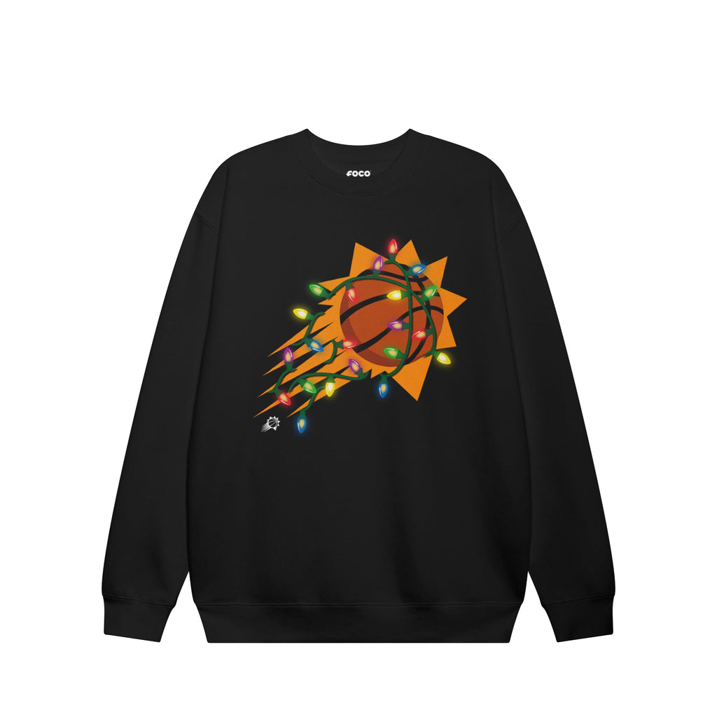 Phoenix Suns Primary Logo Holiday Lights Crew Neck Sweatshirt
