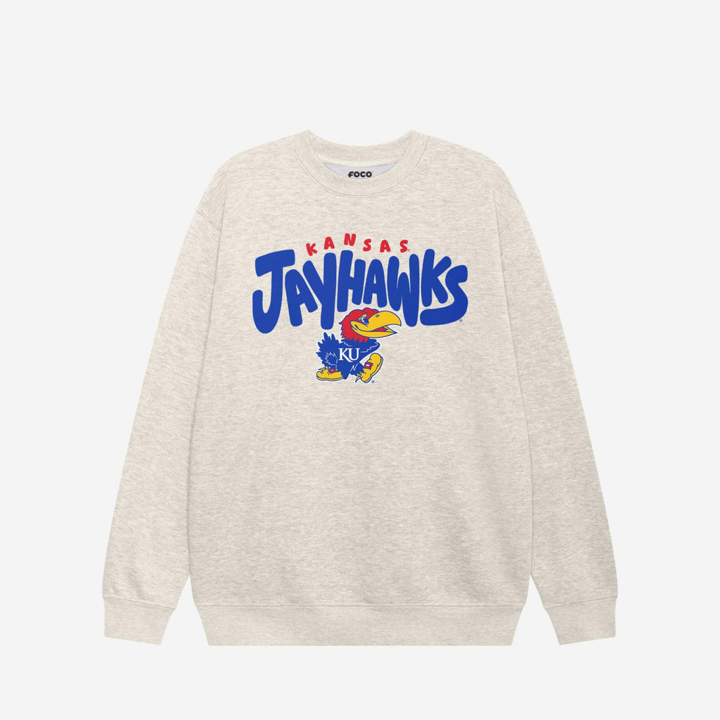 Kansas Jayhawks Bubble Crew Neck Sweatshirt FOCO S - FOCO.com