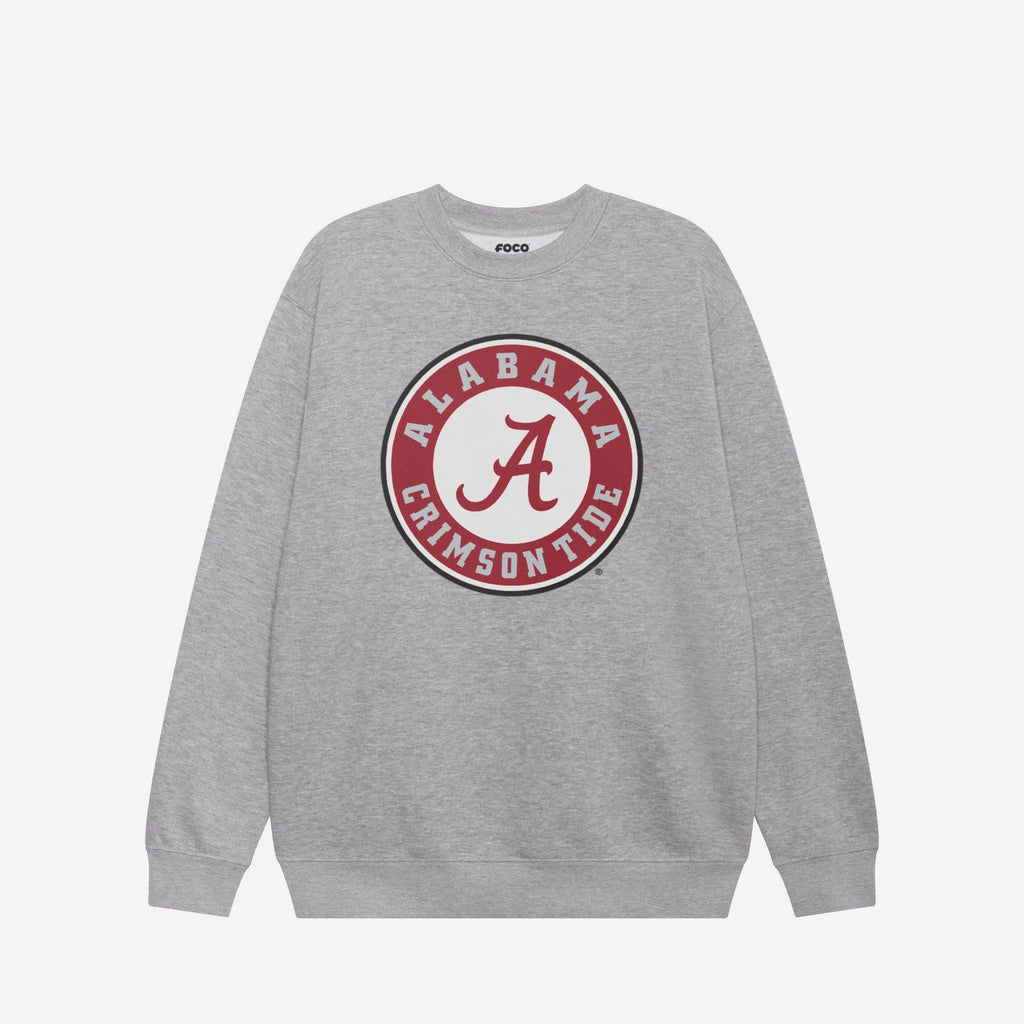 Alabama Crimson Tide Primary Logo Crew Neck Sweatshirt FOCO Athletic Heather S - FOCO.com