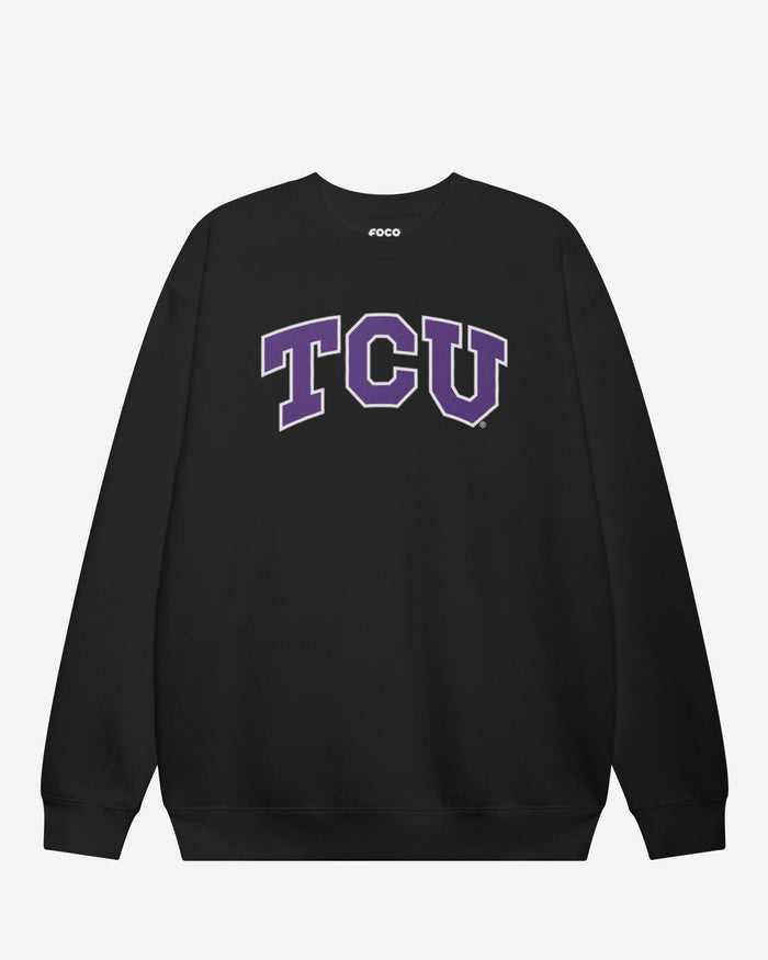 TCU Horned Frogs Primary Logo Crew Neck Sweatshirt FOCO Black S - FOCO.com