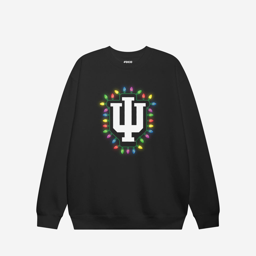 Indiana Hoosiers Primary Logo Holiday Lights Crew Neck Sweatshirt FOCO S - FOCO.com