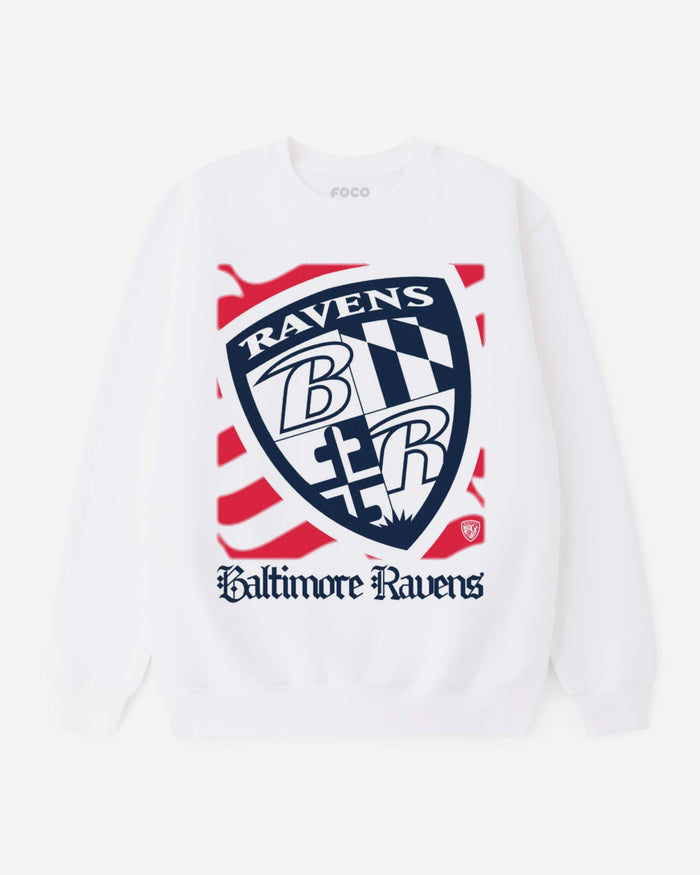 Baltimore Ravens American Heritage Wordmark Crew Neck Sweatshirt FOCO S - FOCO.com
