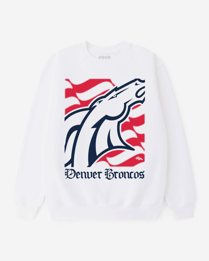Denver Broncos American Heritage Wordmark Crew Neck Sweatshirt FOCO S - FOCO.com