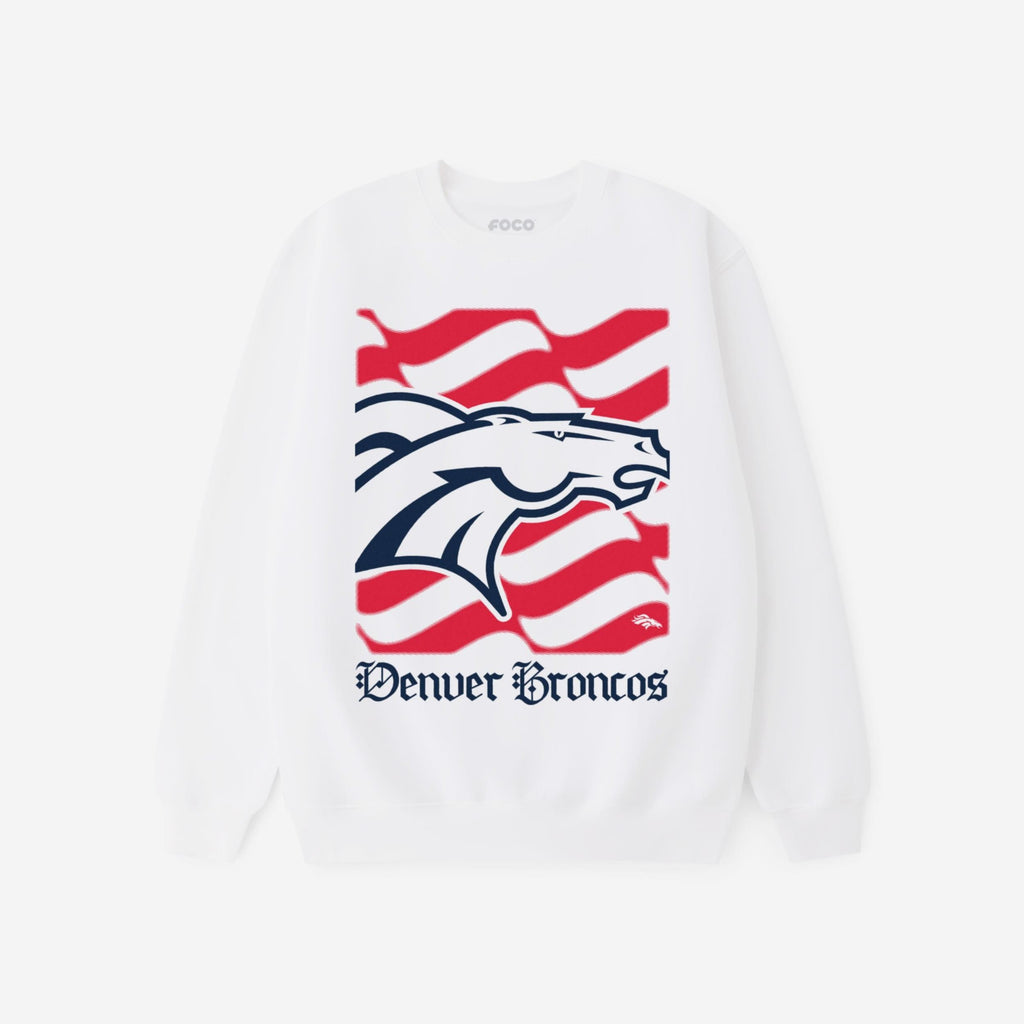 Denver Broncos American Heritage Wordmark Crew Neck Sweatshirt FOCO S - FOCO.com