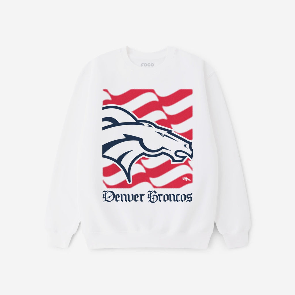 Denver Broncos American Heritage Wordmark Crew Neck Sweatshirt FOCO S - FOCO.com
