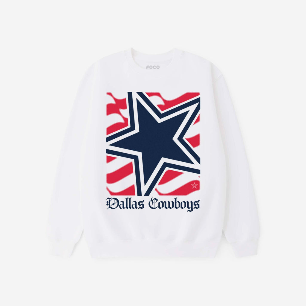 Dallas Cowboys American Heritage Wordmark Crew Neck Sweatshirt FOCO S - FOCO.com