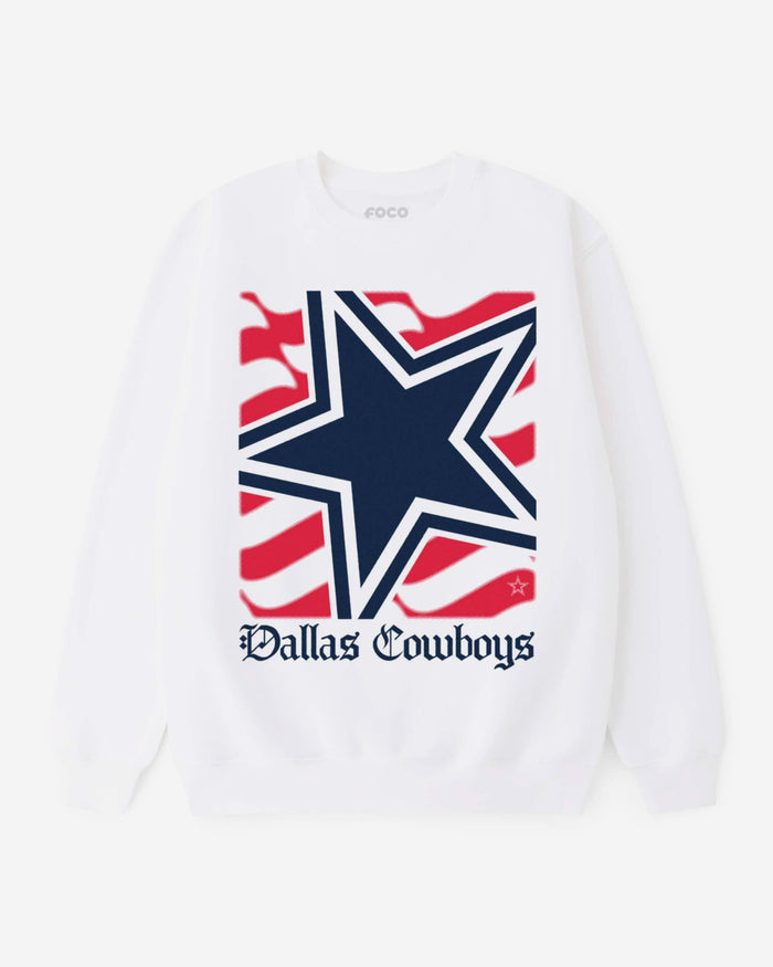 Dallas Cowboys American Heritage Wordmark Crew Neck Sweatshirt FOCO S - FOCO.com