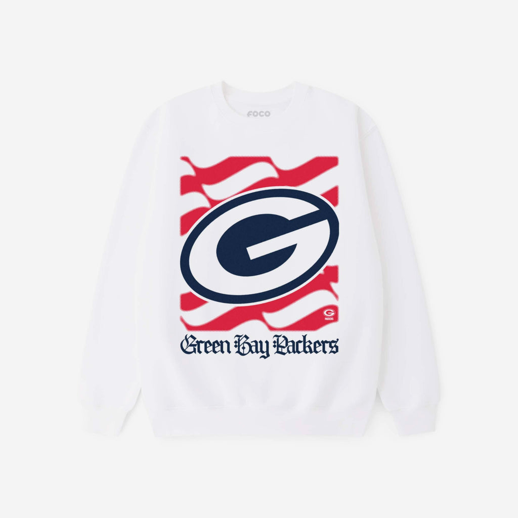Green Bay Packers American Heritage Wordmark Crew Neck Sweatshirt FOCO S - FOCO.com