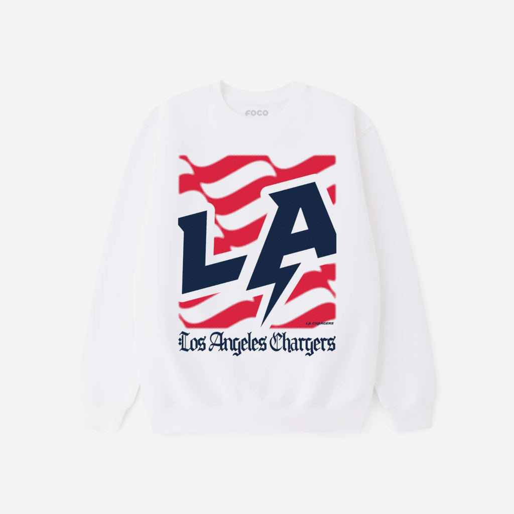 Los Angeles Chargers American Heritage Wordmark Crew Neck Sweatshirt FOCO S - FOCO.com
