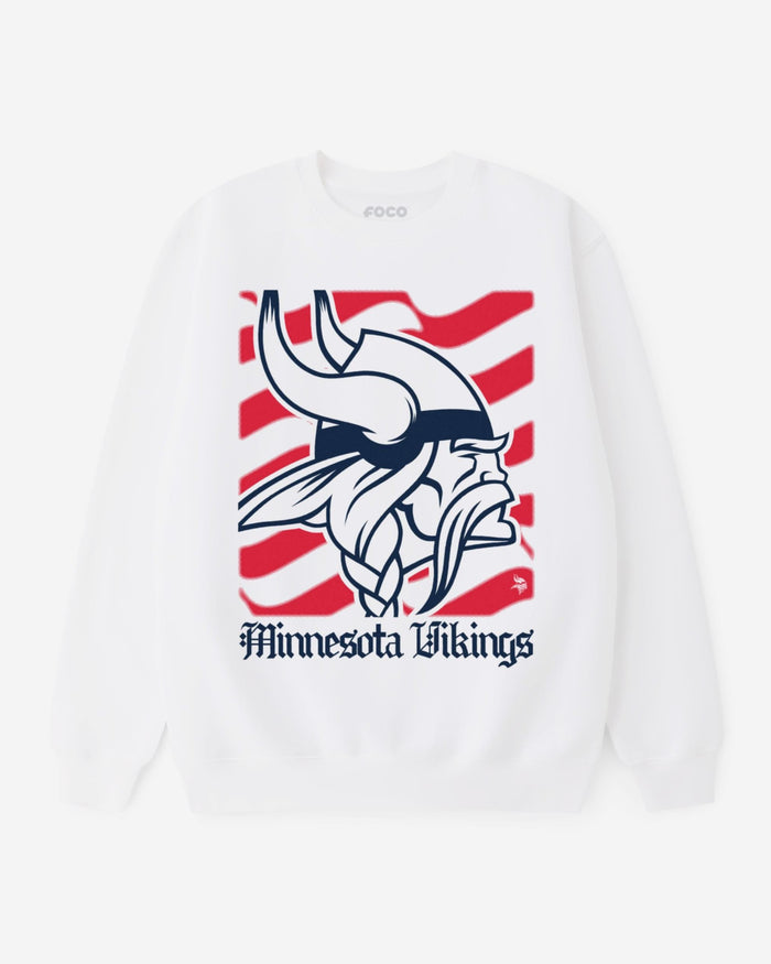 Minnesota Vikings American Heritage Wordmark Crew Neck Sweatshirt FOCO S - FOCO.com