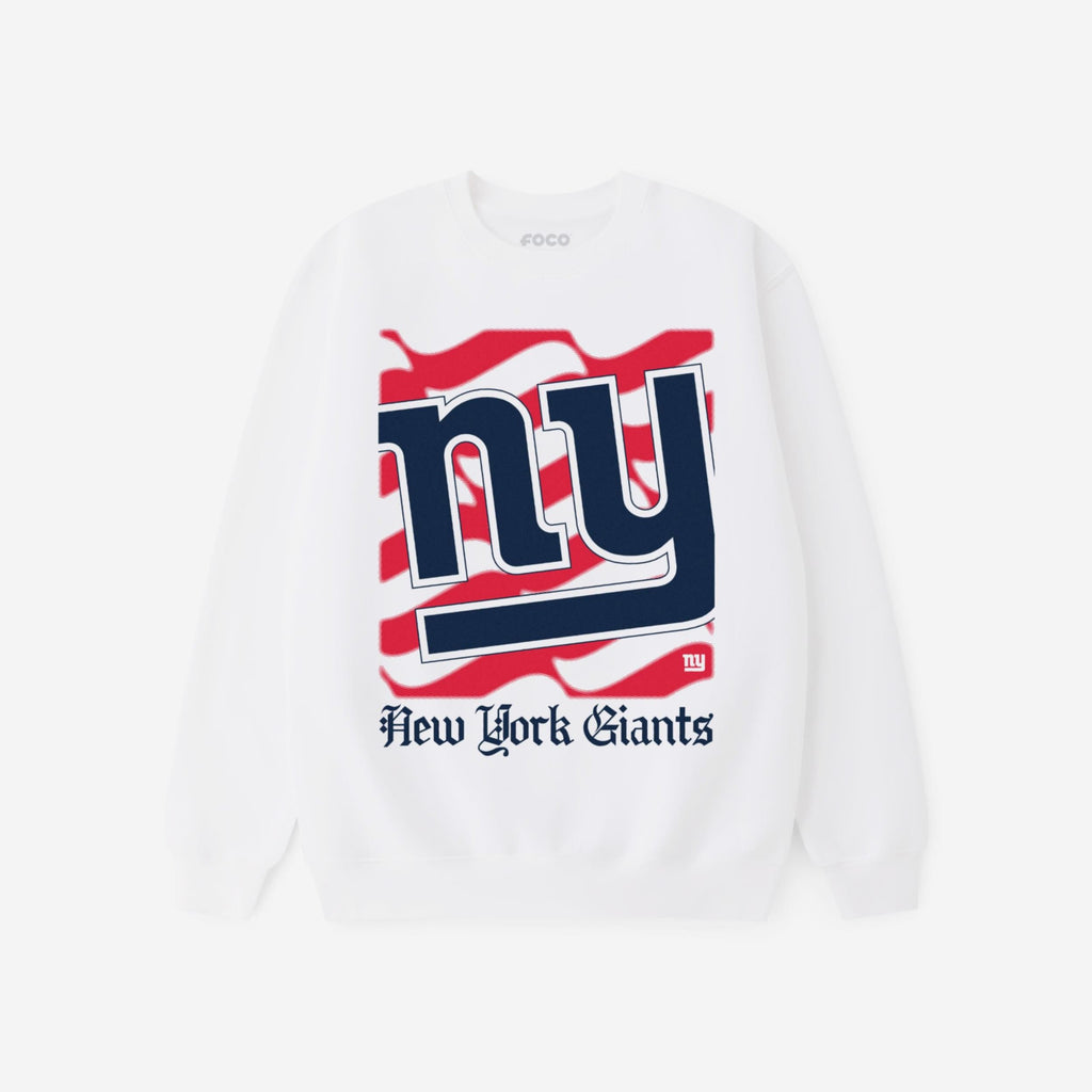 New York Giants American Heritage Wordmark Crew Neck Sweatshirt FOCO S - FOCO.com