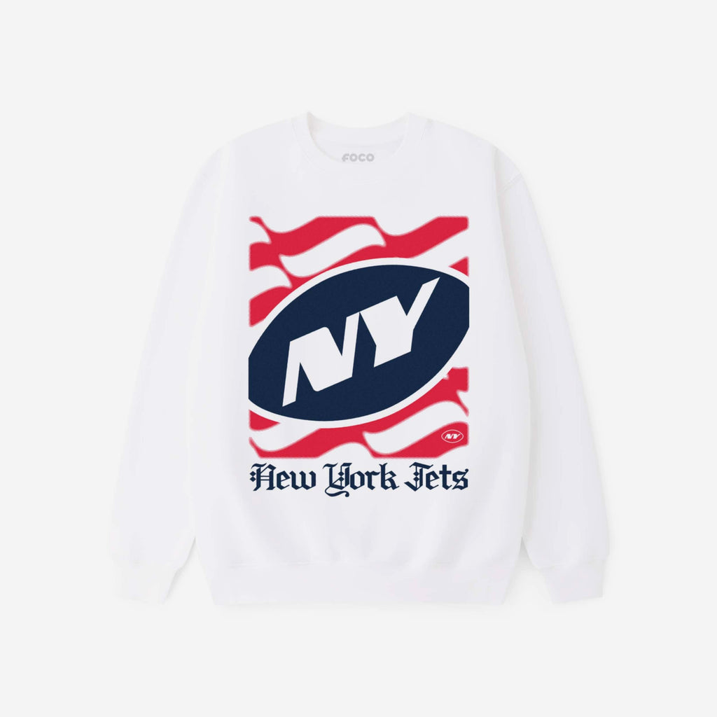 New York Jets American Heritage Wordmark Crew Neck Sweatshirt FOCO S - FOCO.com