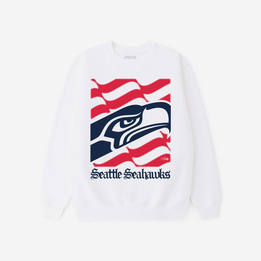 Seattle Seahawks American Heritage Wordmark Crew Neck Sweatshirt FOCO S - FOCO.com