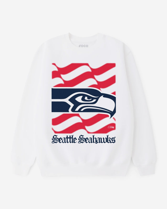 Seattle Seahawks American Heritage Wordmark Crew Neck Sweatshirt FOCO S - FOCO.com