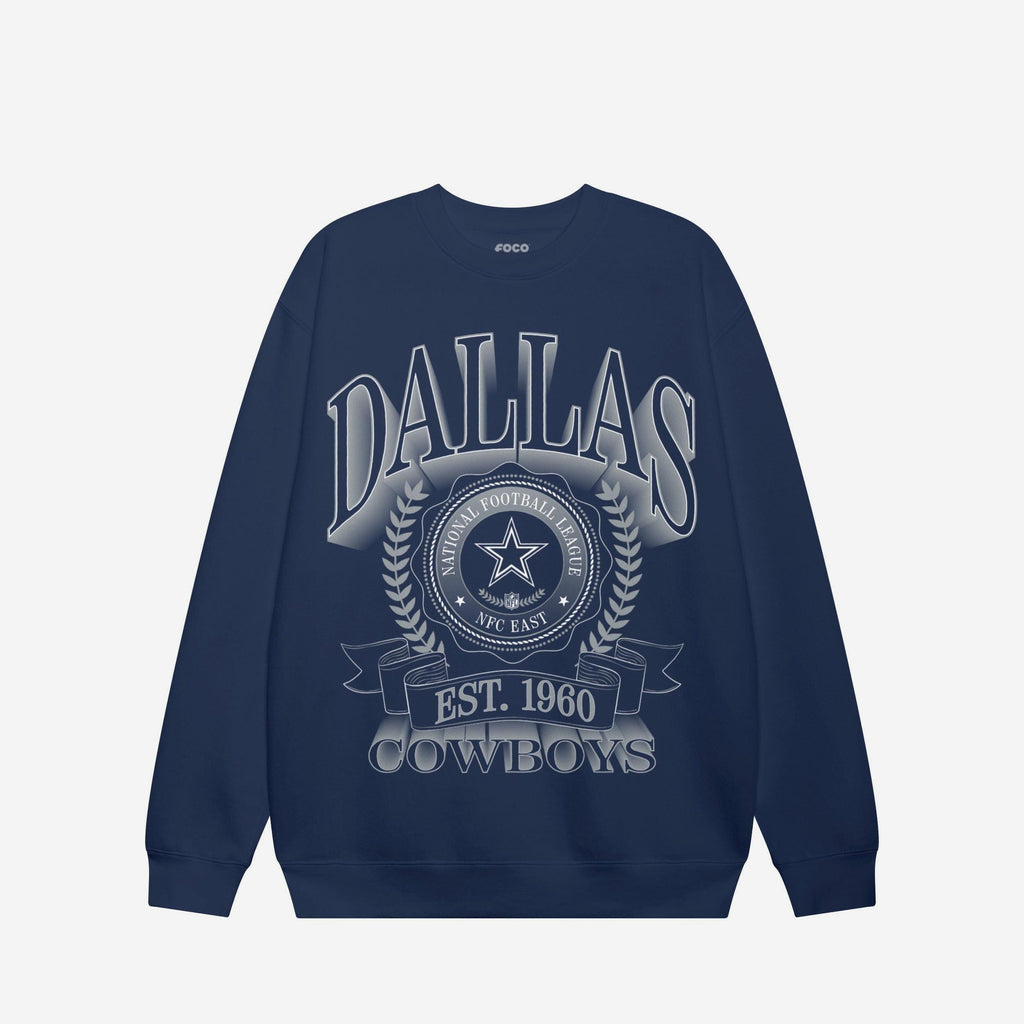 Dallas Cowboys Banner Crest Crew Neck Sweatshirt FOCO S - FOCO.com