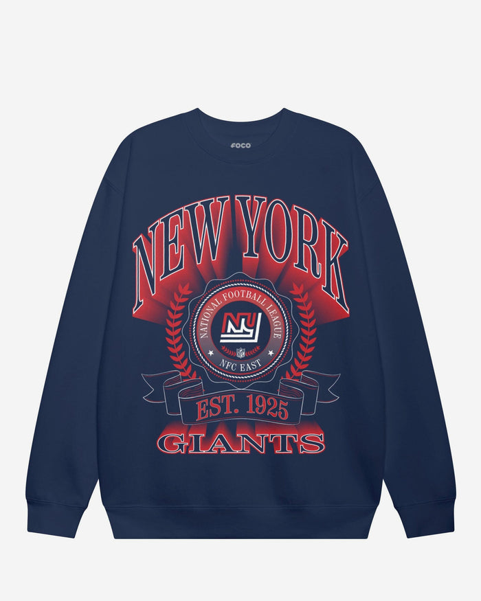 New York Giants Banner Crest Crew Neck Sweatshirt FOCO Navy S - FOCO.com