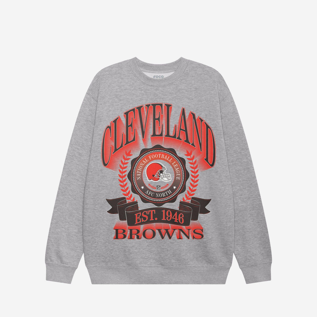 Cleveland Browns Banner Crest Crew Neck Sweatshirt FOCO S - FOCO.com