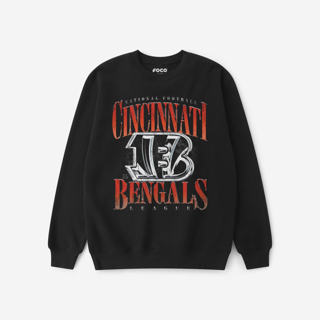 Cincinnati Bengals Chrome Stack Crew Neck Sweatshirt FOCO S - FOCO.com