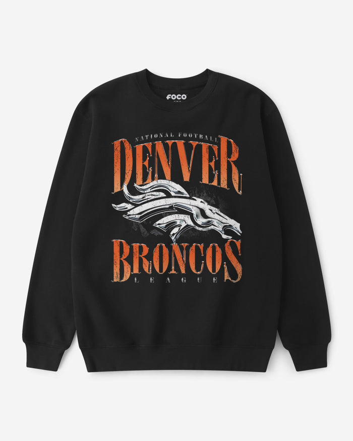 Denver Broncos Chrome Stack Crew Neck Sweatshirt FOCO S - FOCO.com