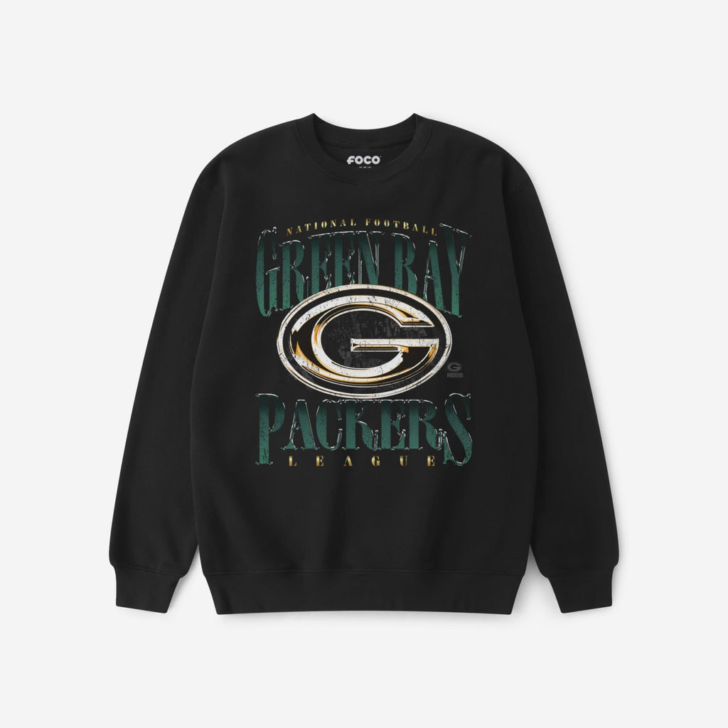 Green Bay Packers Chrome Stack Crew Neck Sweatshirt FOCO S - FOCO.com