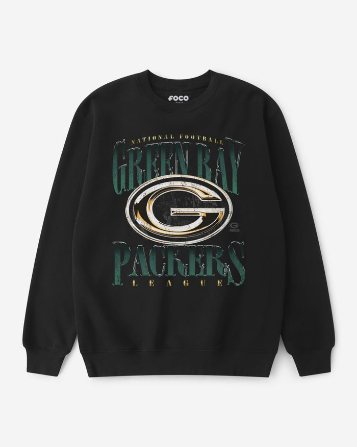 Green Bay Packers Chrome Stack Crew Neck Sweatshirt FOCO S - FOCO.com