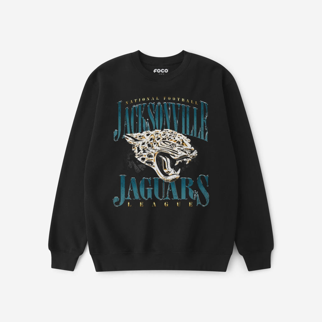 Jacksonville Jaguars Chrome Stack Crew Neck Sweatshirt FOCO S - FOCO.com