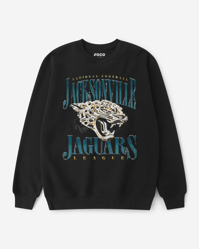 Jacksonville Jaguars Chrome Stack Crew Neck Sweatshirt FOCO S - FOCO.com